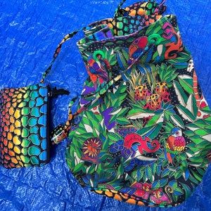 CAT TOTE, VINYL INSIDE, canvas , come with matching purse,